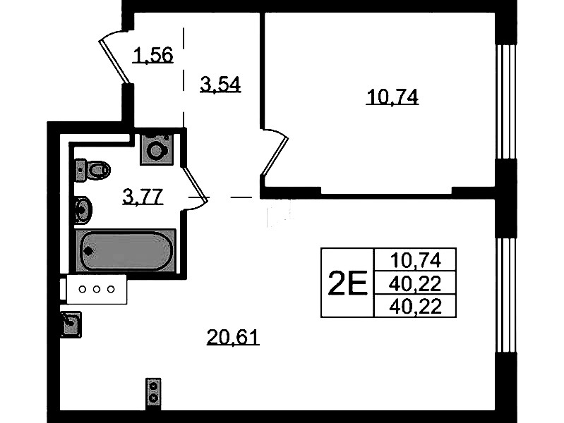 1-комнатная квартира 40.22 м², 12/13 эт., ЖК «Квартал Торики»